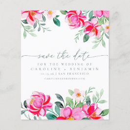 Budget Elegante rosa Blumenschrift Save the Date
