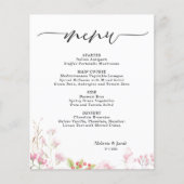 Budget Elegante rosa Floral Flat Menu Karte (Vorderseite)