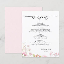 Budget Elegante rosa Floral Flat Menu Karte