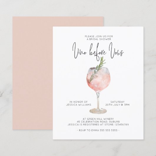 Budget Elegante Rosa Vino vor Vows Brautparty (Vorne/Hinten)