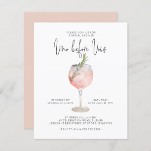 Budget Elegante Rosa Vino vor Vows Brautparty