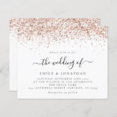 Budget Elegante Rose Gold Glitzer Hochzeit Einladu (Vorne/Hinten)