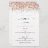 Budget Elegante Rose Gold Glitzer Hochzeitsmenü (Vorne/Hinten)