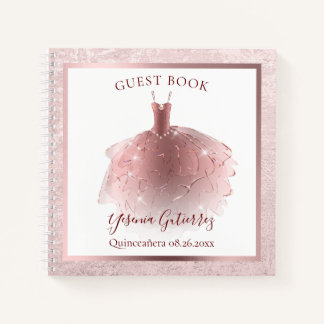 Budget Elegante Rose Gold Quinceñera Dress Gast Notizblock