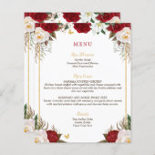 Budget Elegante Rote Flora Quinceñera Menü (Vorne/Hinten)