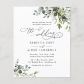 Budget Elegante Rustikale Grüne Einladung Hochzeit (Vorderseite)