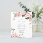 Budget Elegante Sakura Blume Hochzeit Einladung (Stehend Vorderseite)