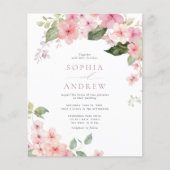 Budget Elegante Sakura Blume Hochzeit Einladung (Vorderseite)