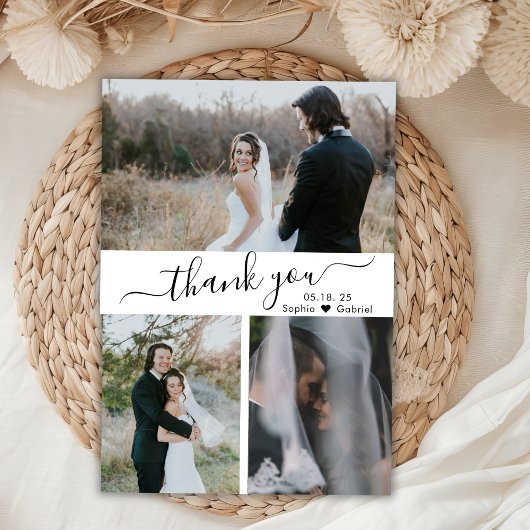 Budget Elegante Script Collage Wedding Vielen Dank Flyer