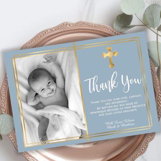 Budget Elegante Script Cross Blue Taufe Vielen Dan