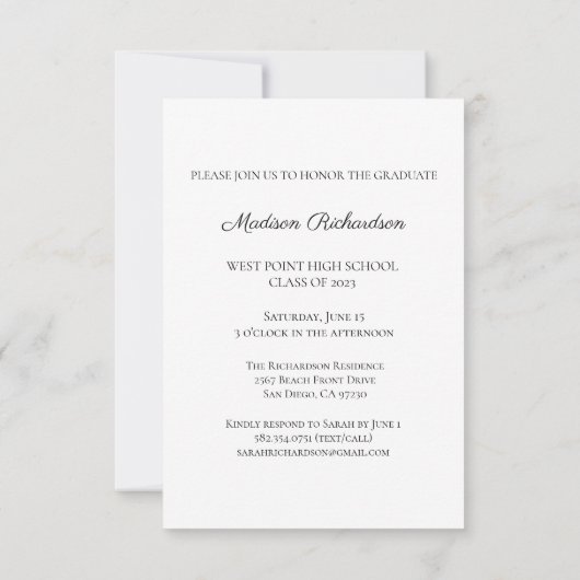 Budget Elegante Script Graduate Foto Ankündigung (Rückseite)