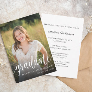 Budget Elegante Script Graduate Foto Ankündigung