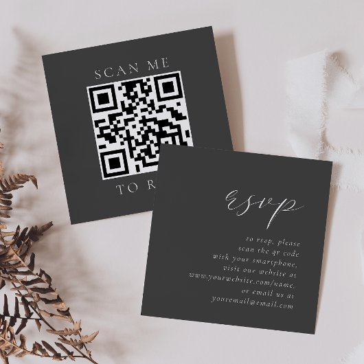 Budget Elegante Script Gray Wedding QR Code UAWG Begleitkarte