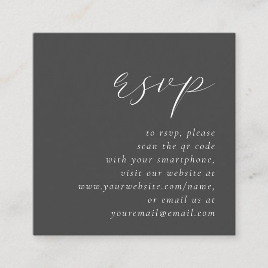 Budget Elegante Script Gray Wedding QR Code UAWG Begleitkarte (Vorderseite)