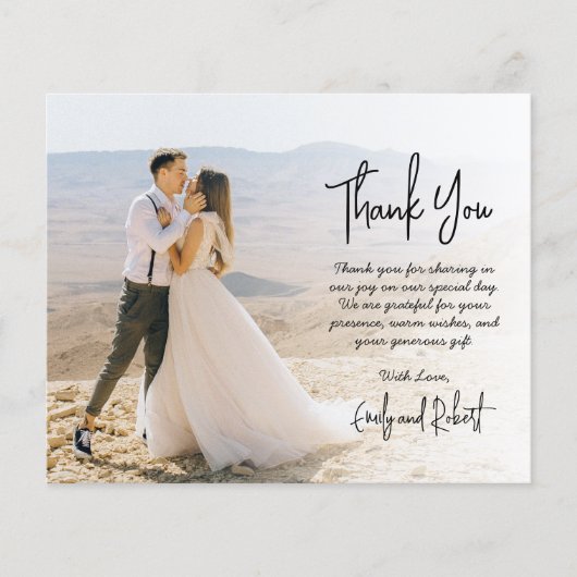 Budget Elegante Script Hochzeit Vielen Dank Foto C (Vorderseite)