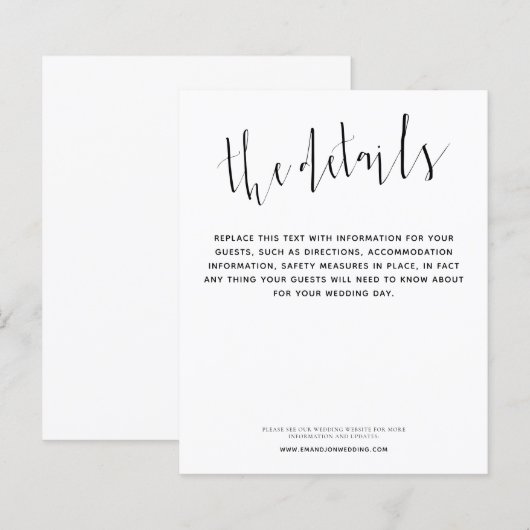 Budget Elegante Script-Hochzeitsdetails (Vorne/Hinten)