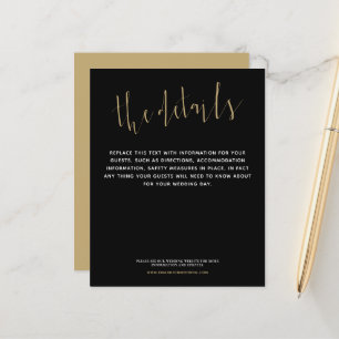 Budget Elegante Script Hochzeitsdetails Gold Schwa