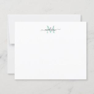 Budget Elegante Script Monogram Mint Green Notecar