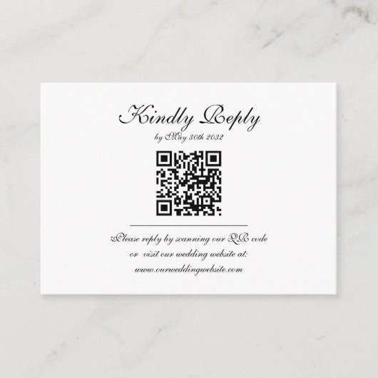Budget Elegante Script Monogram QR Code Hochzeit Begleitkarte (Vorderseite)