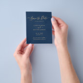 Budget Elegante Script Navy und Gold Save the Date Flyer (Gruppe)