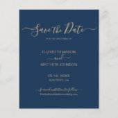 Budget Elegante Script Navy und Gold Save the Date Flyer (Vorne)