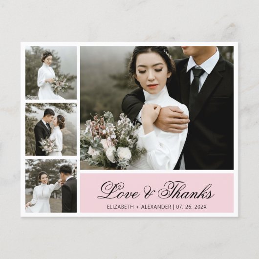 Budget Elegante Script Pic Wedding Vielen Dank Fly Flyer (Vorne)