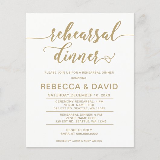 Budget Elegante Script Probe Dinner Einladung (Vorderseite)