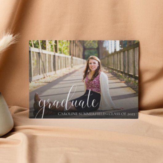 Budget Elegante Script Typografie Foto Grad Party Einladung