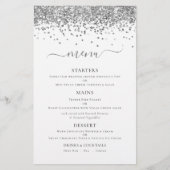 Budget Elegante Silver Glitzer Wedding Menu (Vorderseite)