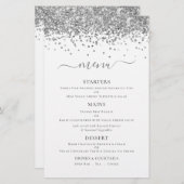 Budget Elegante Silver Glitzer Wedding Menu (Vorne/Hinten)