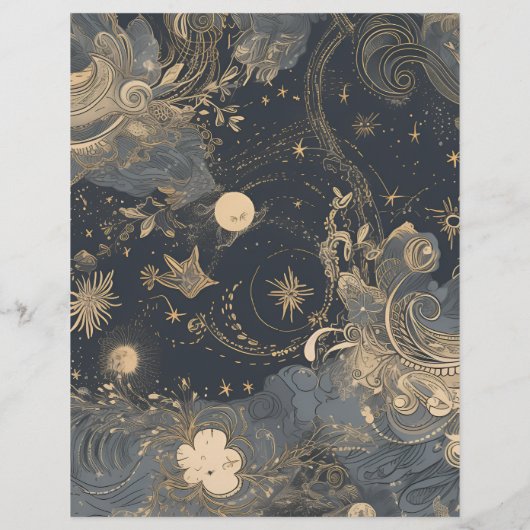 Budget Elegante Silver Gold Celestial Wedding Flyer (Hinten)