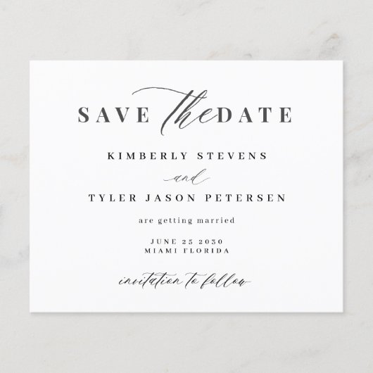 Budget elegante Skripthochzeit speichern Sie das D Flyer (Vorne)