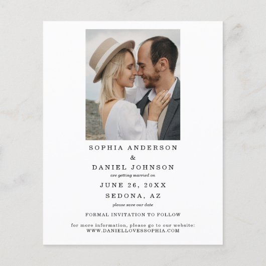 Budget Elegante SkriptWedding Save the Date Flyer (Hinten)