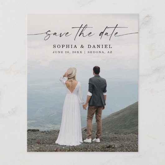 Budget Elegante SkriptWedding Save the Date Flyer (Vorne)