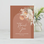 Budget elegante Terracotta Hochzeit danke Einladung (Stehend Vorderseite)