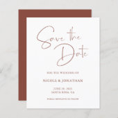 Budget Elegante Terracotta Script Save the Date (Vorne/Hinten)
