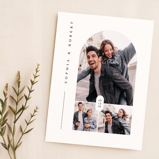 Budget Elegante Typografie 3 Foto Wedding Einladun