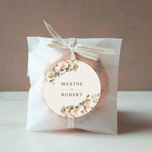 Budget Elegante Vintage-Blumen-Botanische Hochzeit Runder Aufkleber