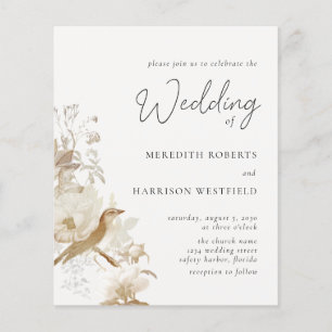 Budget Elegante Vintage Blumenhochzeit Einladung Flyer