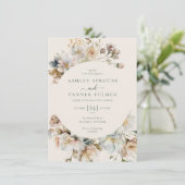 Budget Elegante Vintage botanische Hochzeit mit Fl Einladung (Stehend Vorderseite)