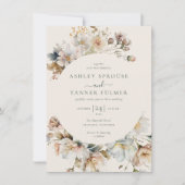 Budget Elegante Vintage botanische Hochzeit mit Fl Einladung (Vorderseite)