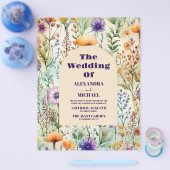 Budget Elegante Wasserfarben Wildblumen Hochzeit Flyer (Einzeln)