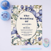 Budget Elegante Watercolor Blue Floral Wedding Flyer (Einzeln)