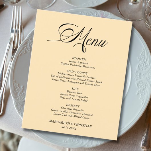 Budget Elegante Wheat Minimalistisch Wedding Menu