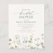 Budget Elegante Wildblume Bridal Dusche Einladung (Vorderseite)