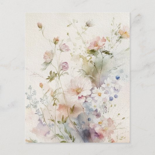 Budget Elegante Wildblume Kinderdusche Einladung (Rückseite)