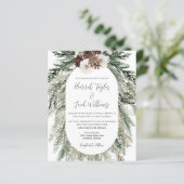 Budget Elegante Winter Pine Cone Hochzeit Einladun (Stehend Vorderseite)