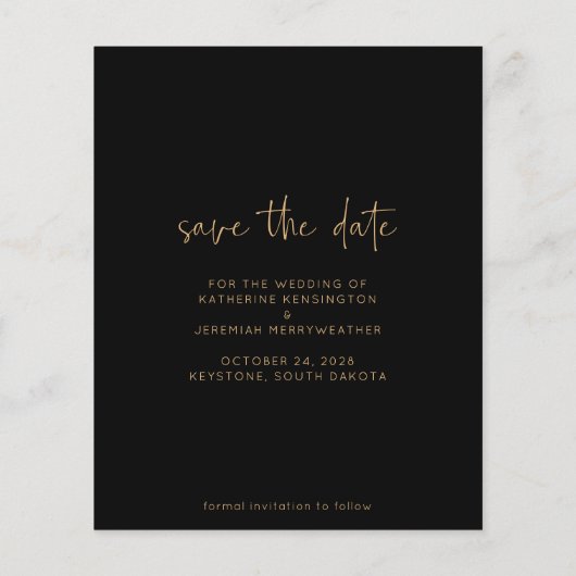 Budget Eleganter Arch Black Save the Date (Rückseite)