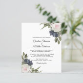 Budget Eleganter Blue Floral Wedding Flyer (Stehend Vorderseite)