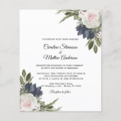 Budget Eleganter Blue Floral Wedding Flyer (Vorderseite)
